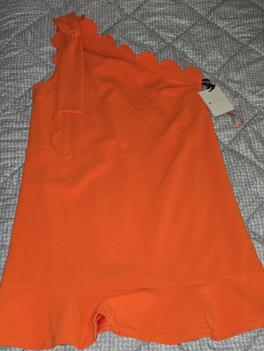 Victoria Beckham for Target Orange One-Shoulder Scallop-Trim Dress